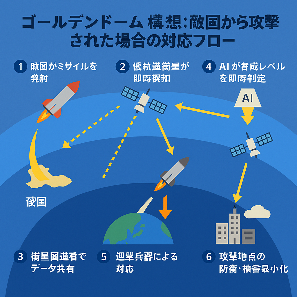 ゴールデンドーム構想：敵国から攻撃された場合の対応フロー